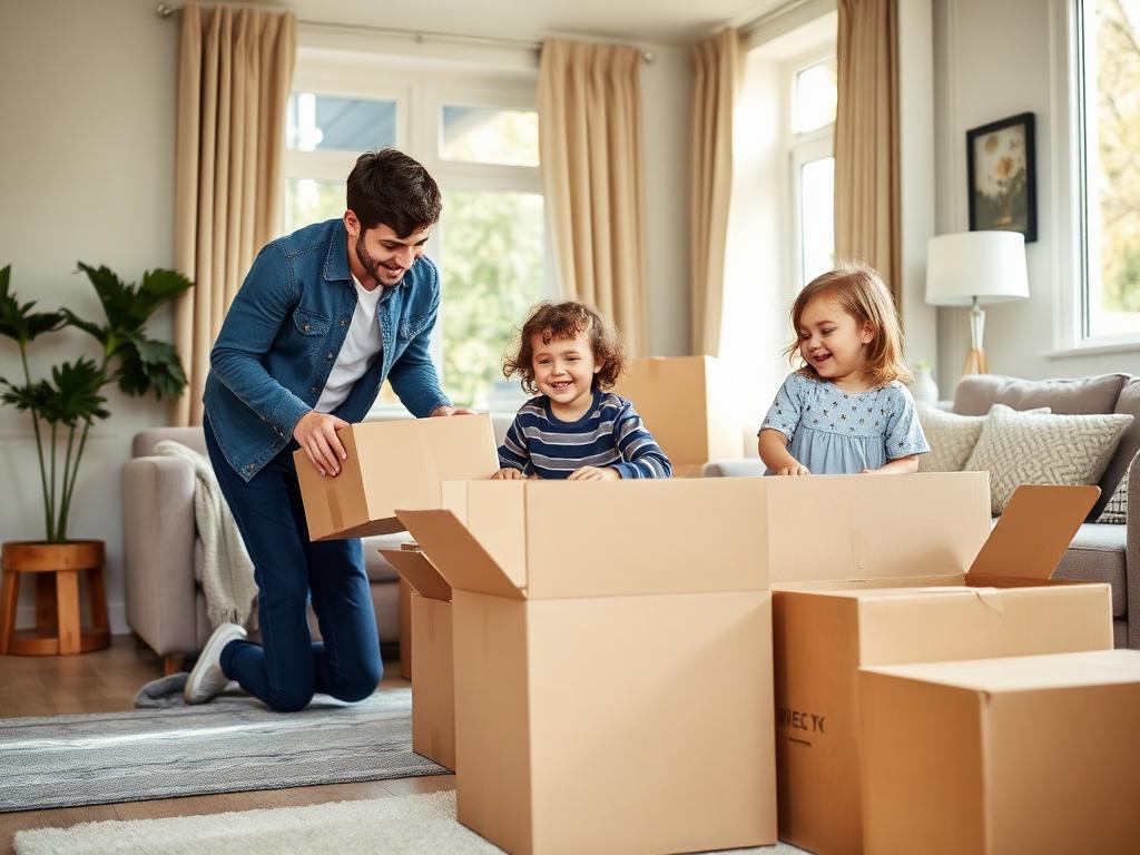 Family moving into a new home